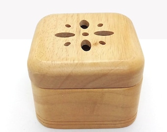 Scatola per sale in legno Kamenstein Thai scatola in legno biondo ventilato con coperchio con design floreale, scatola per gingilli, scatola per ricordi in legno, regalo di anniversario per lei *