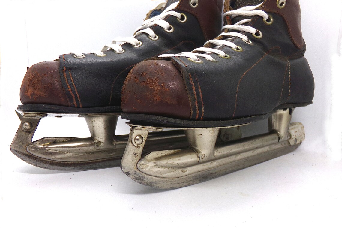 Vintage Bauer Ice Hockey Skates From the 1960s Leather 2 Tone Etsy