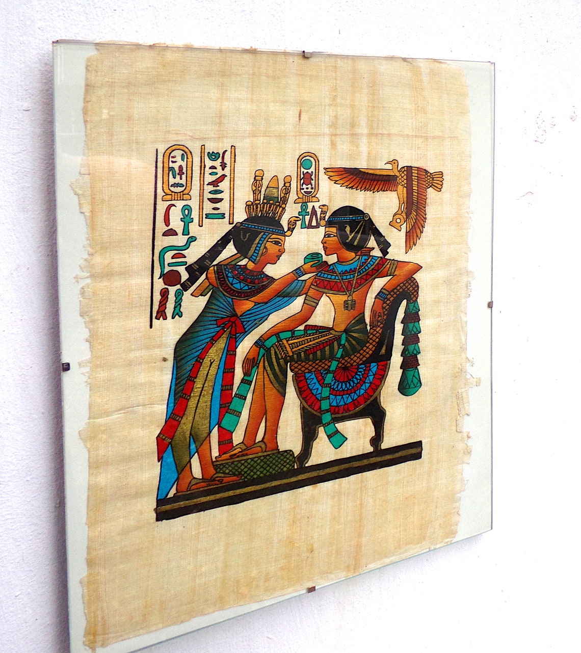 Framed wall art Egyptian art with gold painted scene on Etsy