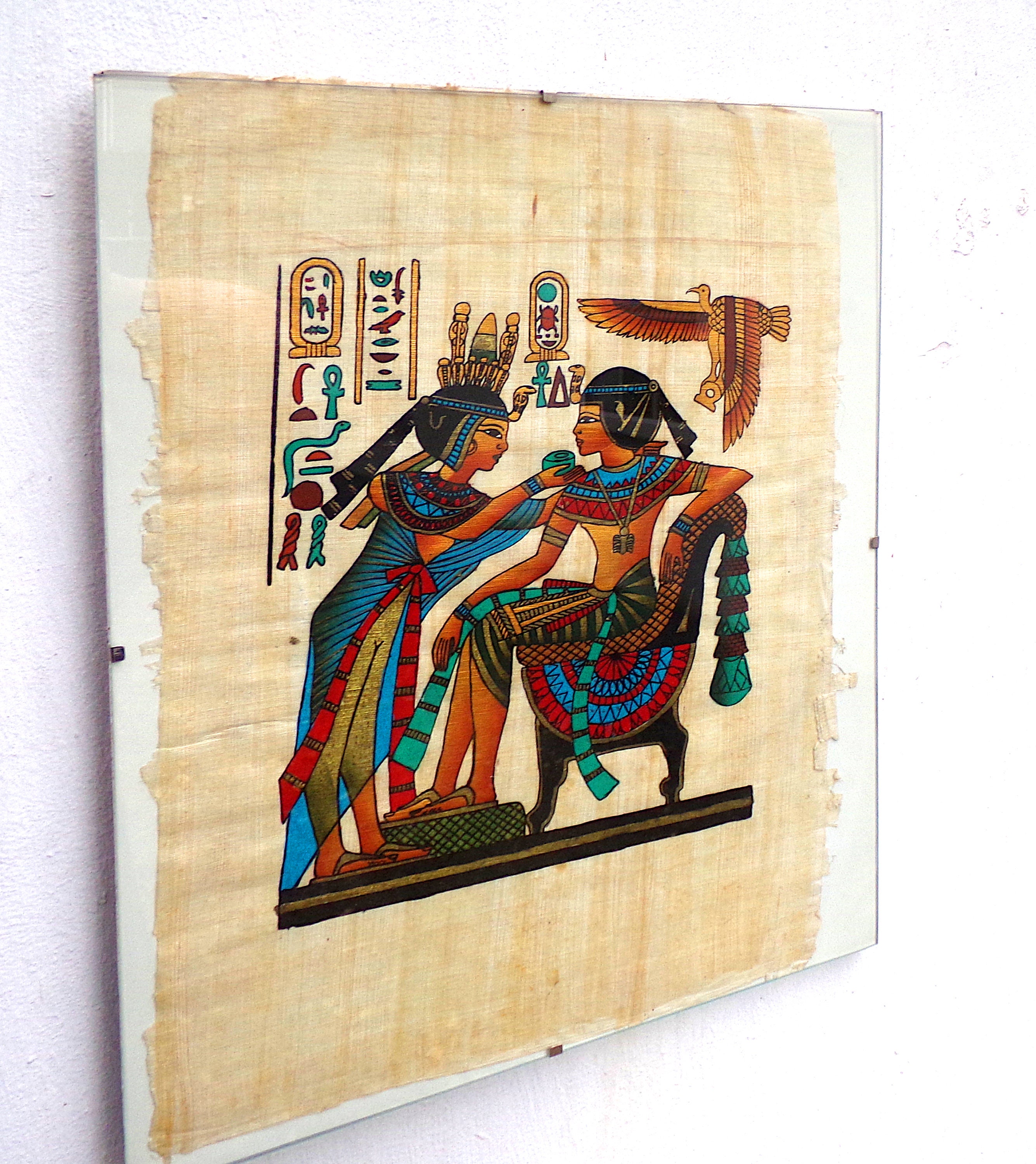 Framed wall art Egyptian art with gold painted scene on Etsy