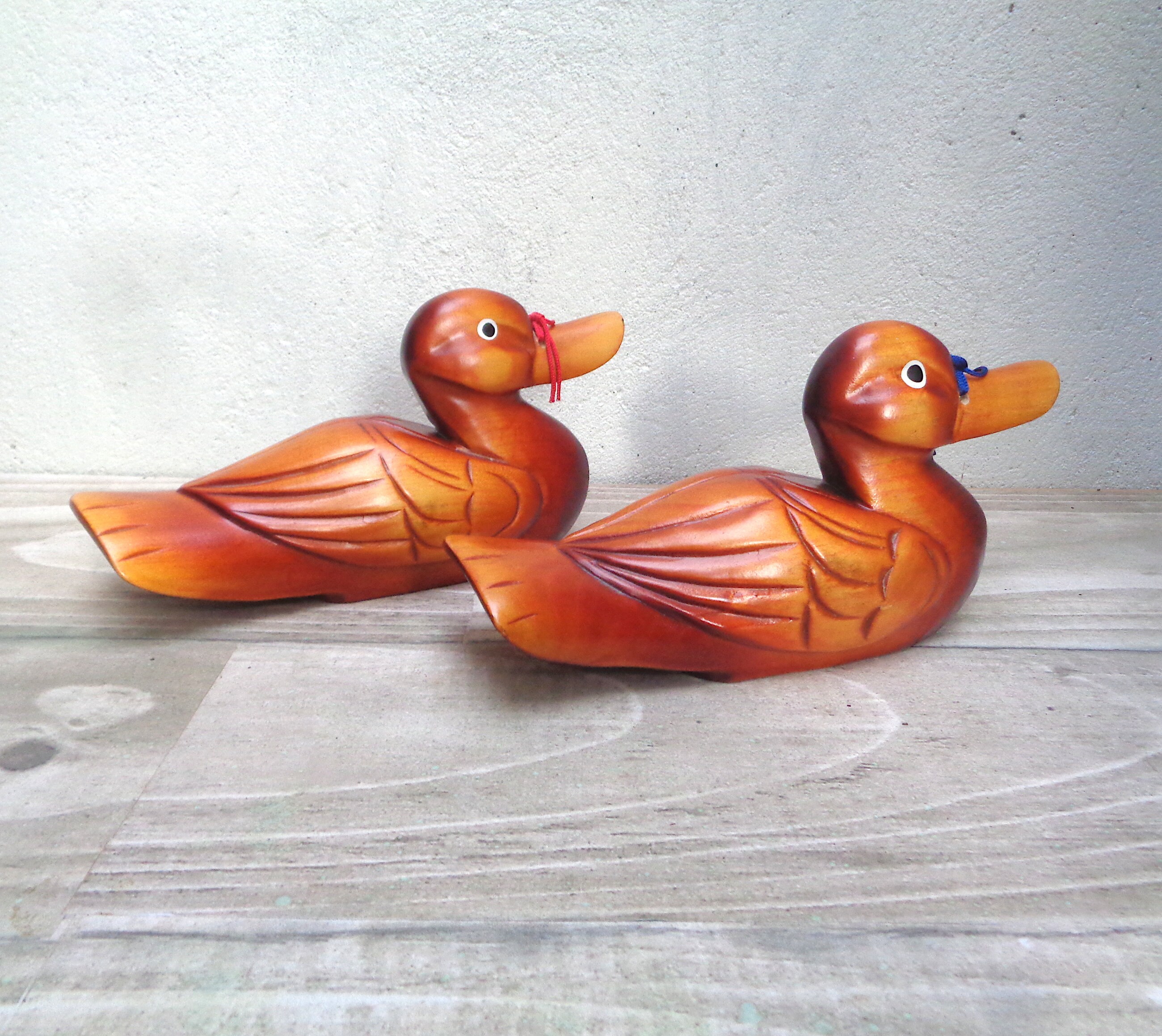 Vintage wooden Duck ornaments from Ireland from the 1980s Etsy