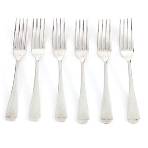 6 Silverplate forks set dinner forks Rattail flatware salad forks vintage tableware set silver plate cutlery made by Fleming England 1930s