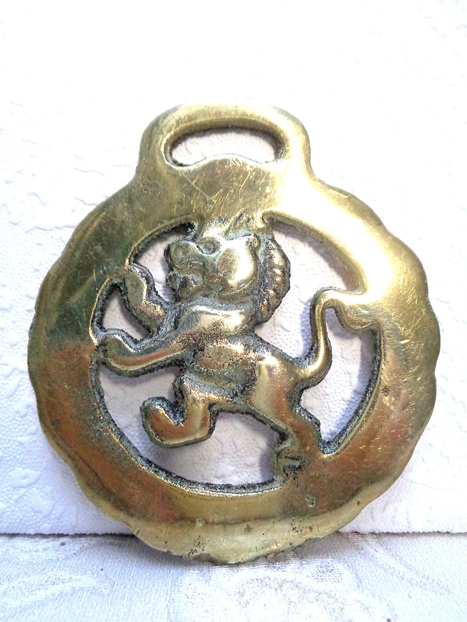 Brass Lion buckle from the 1950s a horse brass or tack Etsy