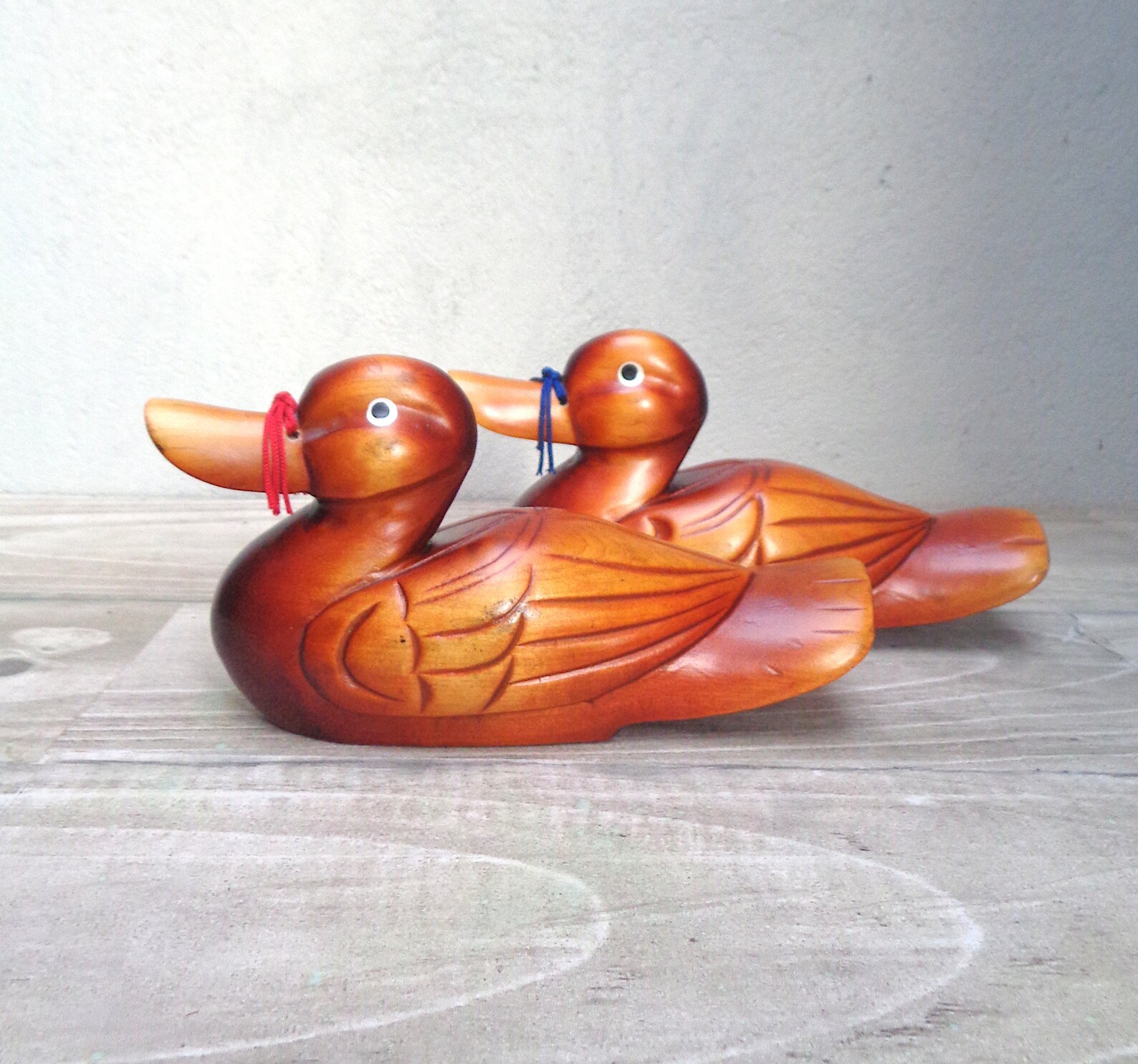 Vintage wooden Duck ornaments from Ireland from the 1980s Etsy