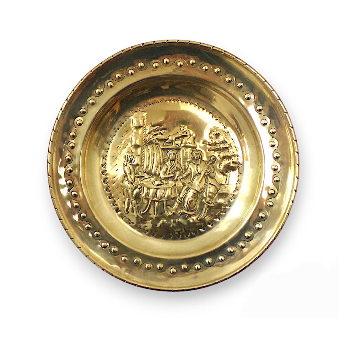 Brass Wall Plate Vintage Wall Art Round Brass Wall Hanging Musical