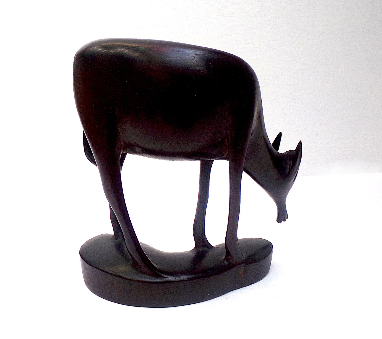 Wood deer figurine vintage hand carved animal statue tall Etsy