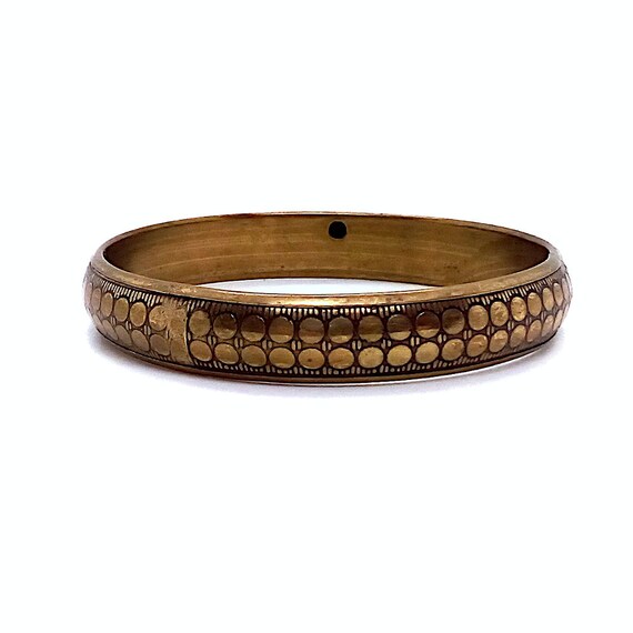 Brass bangle from India decorative etched Vintage… - image 8