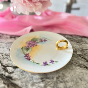 Vintage Epiag Czechoslovakia Trinket Dish: Hand-Painted Violets, Artist Signed