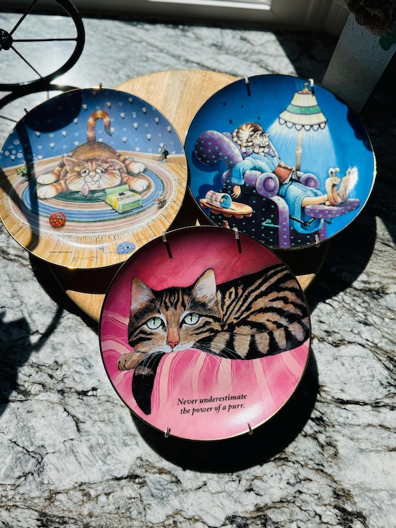 Danbury Mint Cat Wall Plate Set: Gary Patterson & Maren Shaffner Art