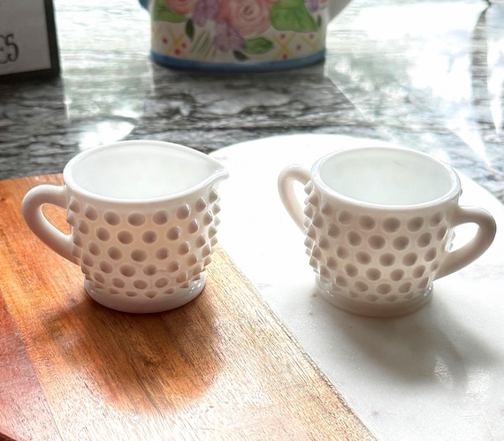 Vintage Hobnail Creamer and Sugar Bowl Set: Teatime Delight