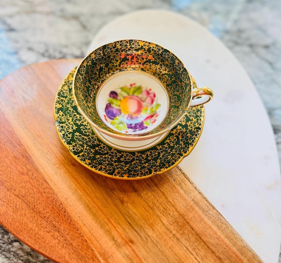 Vintage Stanley Teacup and Saucer: 1950s Fruit Orchard Fine Bone China