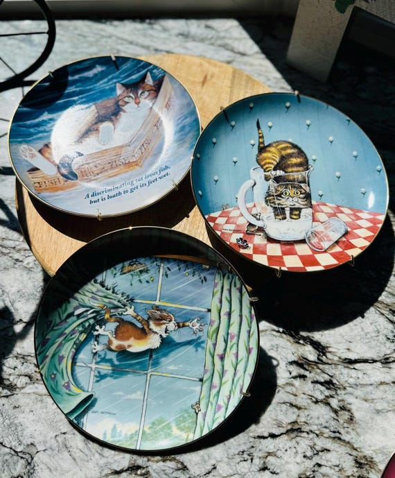Danbury Mint Cat Wall Plate Set: Gary Patterson & Maren Shaffner Art
