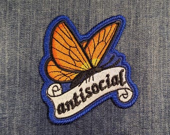 Embroidered Antisocial Iron On Patch