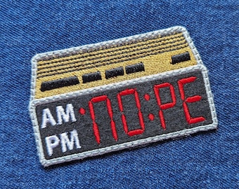 Embroidered Nope Alarm Clock Iron On Patch