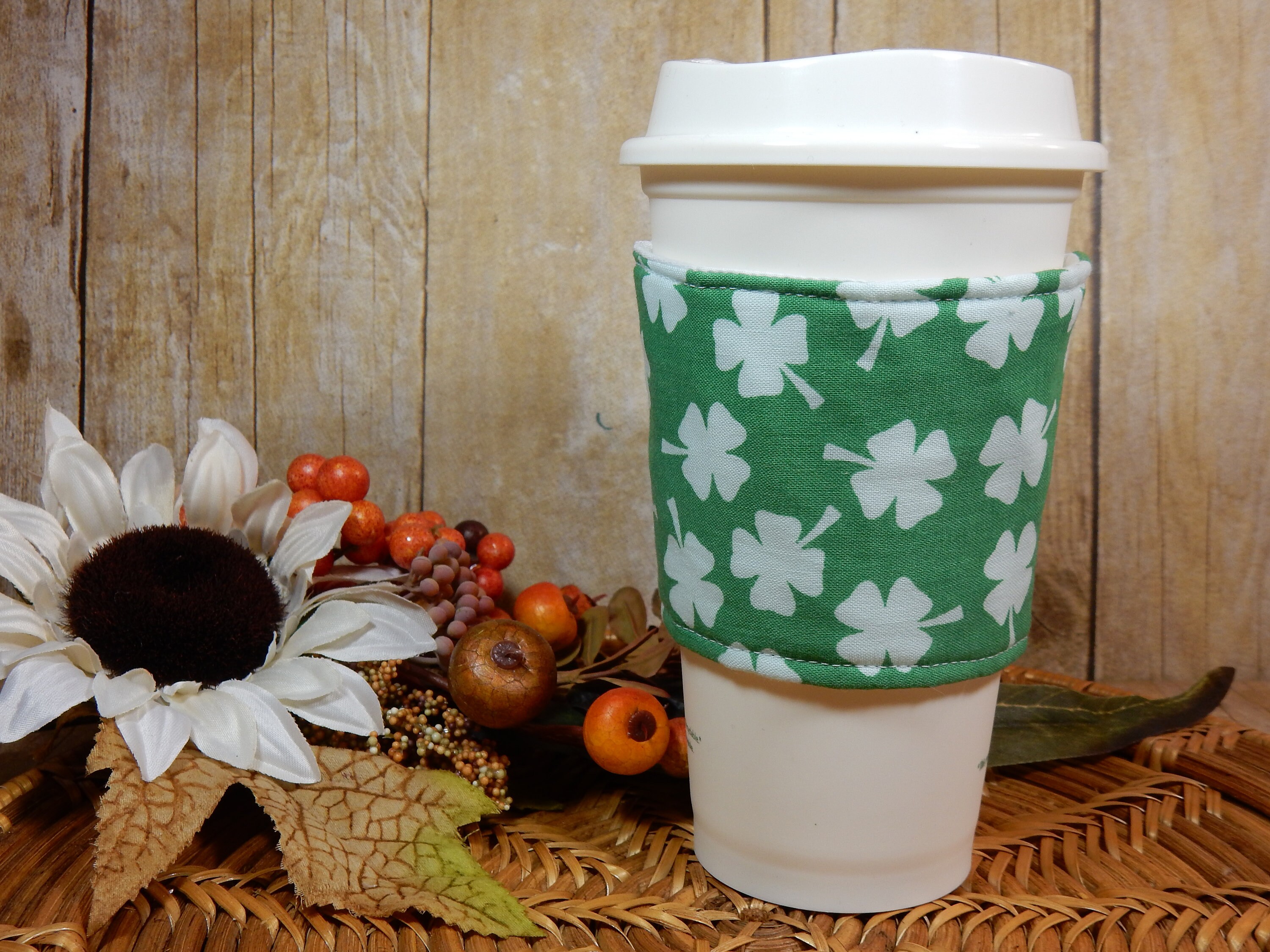 Fabric Coffee Cozy / Shamrocks Coffee Cozy / St. Patrick's | Etsy