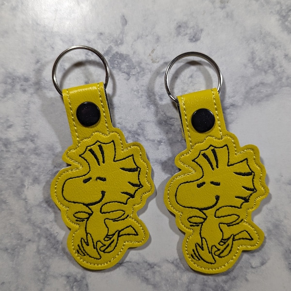 Woodstock / Bag Tag / Bag Accessory / Keychain / Snap Tab Key Fob / Snap Tab Keychain / Vinyl Keychain / Embroidery