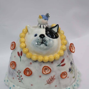 Doggy ceramic handmade vase one of a kind