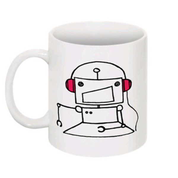 Robot Coffee Mug - Beats GirlBot by Lolobot Designs