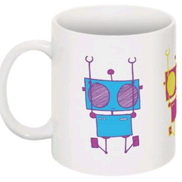 Robot Coffee Mug - unique Lolobot Robot Designs - Trampoline Bot