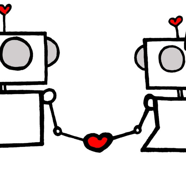 Romantic Design / Love Design / Robot Coffee Mug - unique Love Bots image by Lolobot Designs