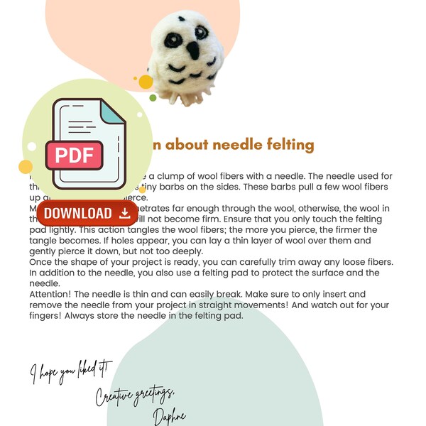 PDF tutorial pattern Needlefelting an Owl In Dutch and English