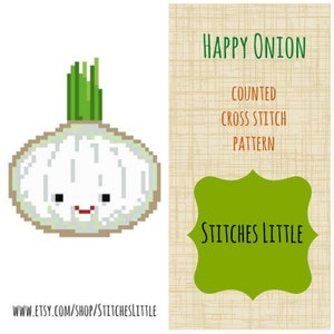 Kawaii Cross Stitch Pattern - Modern Cross Stitch - Happy Onion - PDF Pattern - Instant Download