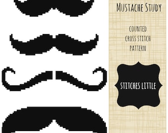 Modern Cross Stitch Pattern - Mustache Study - PDF - Instant Download