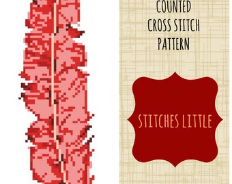 Feather Cross Stitch Pattern - Modern Cross Stitch Pattern - Red Feather - PDF Pattern - Instant Download