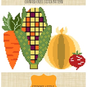 Retro Modern Cross Stitch Pattern - Autumn Cross Stitch - Fall Harvest - PDF Pattern - Instant Download