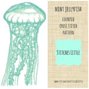 Jellyfish Cross Stitch Pattern - Mint Jellyfish - Nautical Cross Stitch - Ocean Cross Stitch - PDF Pattern - Instant Download