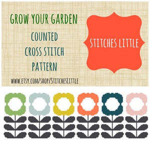Retro Modern Cross Stitch Pattern - Scandi Cross Stitch - Ondori Cross Stitch - Grow Your Garden - PDF Pattern - Instant Download