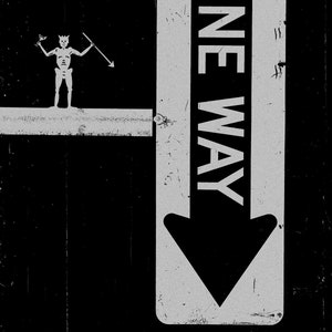 May include: Black and white graphic design of a one-way sign with an arrow pointing down. The text "The Mayan | April 18th The KILLS The Big Pink | L.A. Witch" is below the sign.