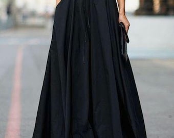 Long Black Skirt Pleated Skirt Bridesmaid Dress Custom Skirt Engagement Skirt Wedding Skirt Prom Dress Maxi Skirt Formal Dress for woman