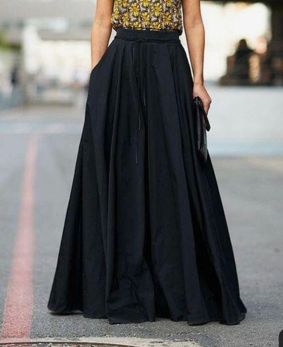 Long Black Skirt Pleated Skirt Bridesmaid Dress Custom Skirt Engagement  Skirt Wedding Skirt Prom Dress Maxi Skirt Formal Dress for Woman 