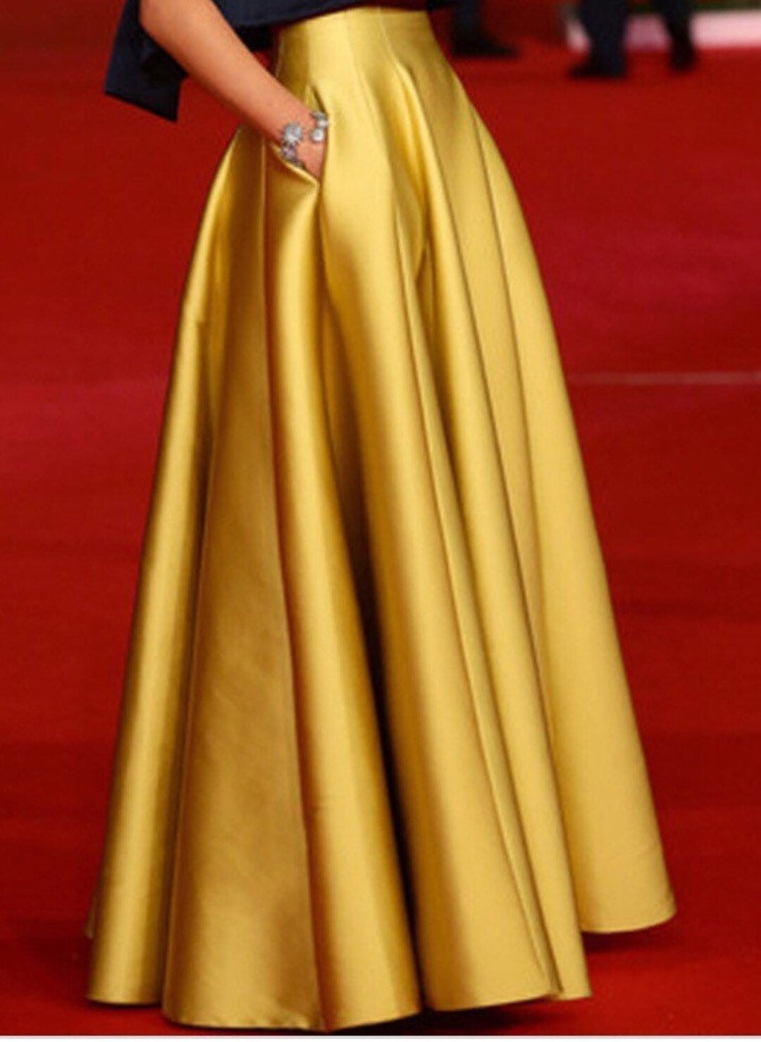 Gold Skirt, High Waist Skirt, Pleated Skirt, Bridesmaid Dress, Ball ...