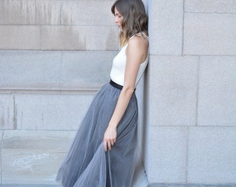 Gray Tulle Skirt Tutu Skirt Women Custom Skirt breauxsews Bridesmaid Dress Formal Dresses for Women Tulle Wedding Dress Tutu Skirt for Women