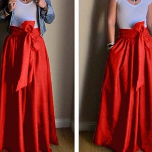 Red Skirt High Waisted Skirt Bridesmaid Dress Wedding Skirt Handmade Skirt Red High Waisted Skirt breauxsews Long Red Skirt Red Maxi Skirt