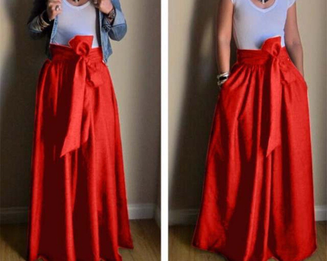 Red Skirt High Waisted Skirt Bridesmaid Dress Wedding Skirt Handmade Skirt Red High Waisted Skirt breauxsews Long Red Skirt Red Maxi Skirt