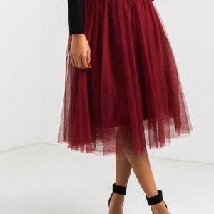 Burgundy Tulle Skirt Bridesmaid Dress Women Skirt Burgundy Tulle Skirt Wedding Skirt Handmade Skirt breauxsews Formal Dresses for Women