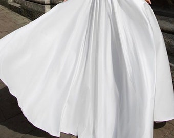 Weißer Duchesse Satin Maxi Maxi Rock: Formelles Ballkleid nach Maß VERSANDKOSTENFREI