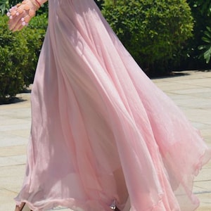 Pink chiffon skirt outfit top