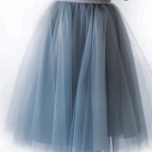 Blue Gray Tulle Skirt Womens Custom Tulle Skirt Bridesmaid Dress Rustic Wedding Skirt breauxsews Formal Dresses for Women Tulle Wedding Tutu