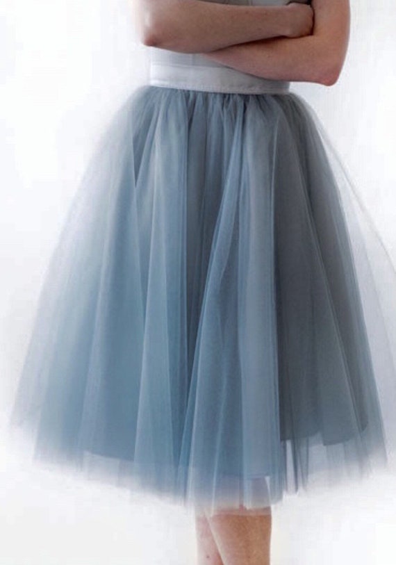 Blue Gray Tulle Skirt Womens Custom Tulle Skirt Bridesmaid | Etsy