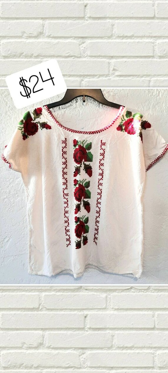 Hand Stitched Rose Top