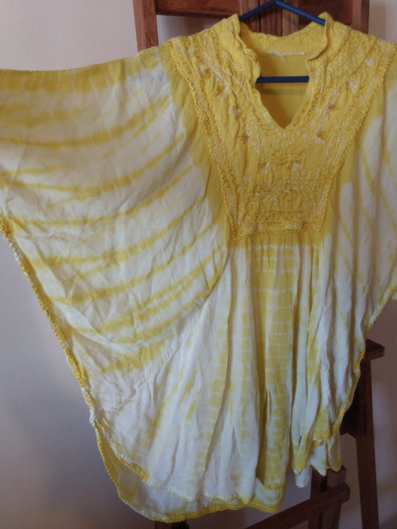 Yellow Tie Dye Bat Wing top - image 3