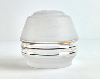1 x White Textured Opaque Pendant Glass Light Shade With 3 Gold Stripes Mid Century