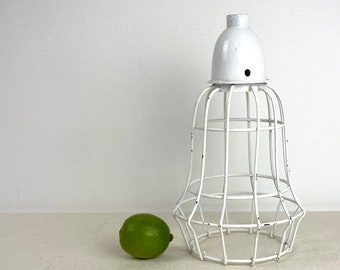 Industrial Wire Cage Shade Pendant With Angled Sides in a bulb shape c2000