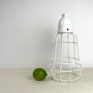 Industrial Wire Cage Shade Pendant With Angled Sides in a bulb shape c2000