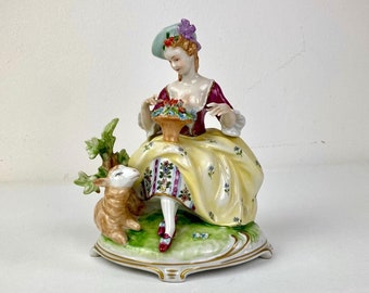 Unterweissbach Germany Dresden Lady With Lamb Porcelain Figurine 8321