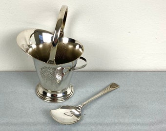 Vintage Yeoman Plate Silver Plated on Brass Sugar Scuttle and Sugar Spoon-